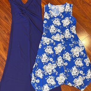 Blue Floral Dress and Purple Dress Set